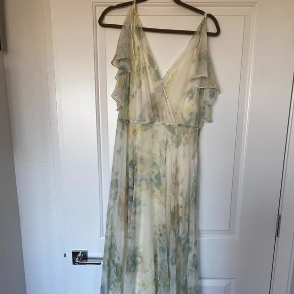 Jenny Yoo Dresses & Skirts - Jenny Yoo Pale Green and Cream Watercolor Floral Chiffon Wedding Dress